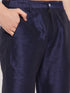 Vastramay Men's Aqua Blue Silk Blend Kurta and Navy Blue Pant Style Pyjama Set